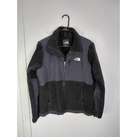 North Face Jacket Womens Large Denali Polartec Fuzzy Black Full Zip Recycled - Picture 1 of 9